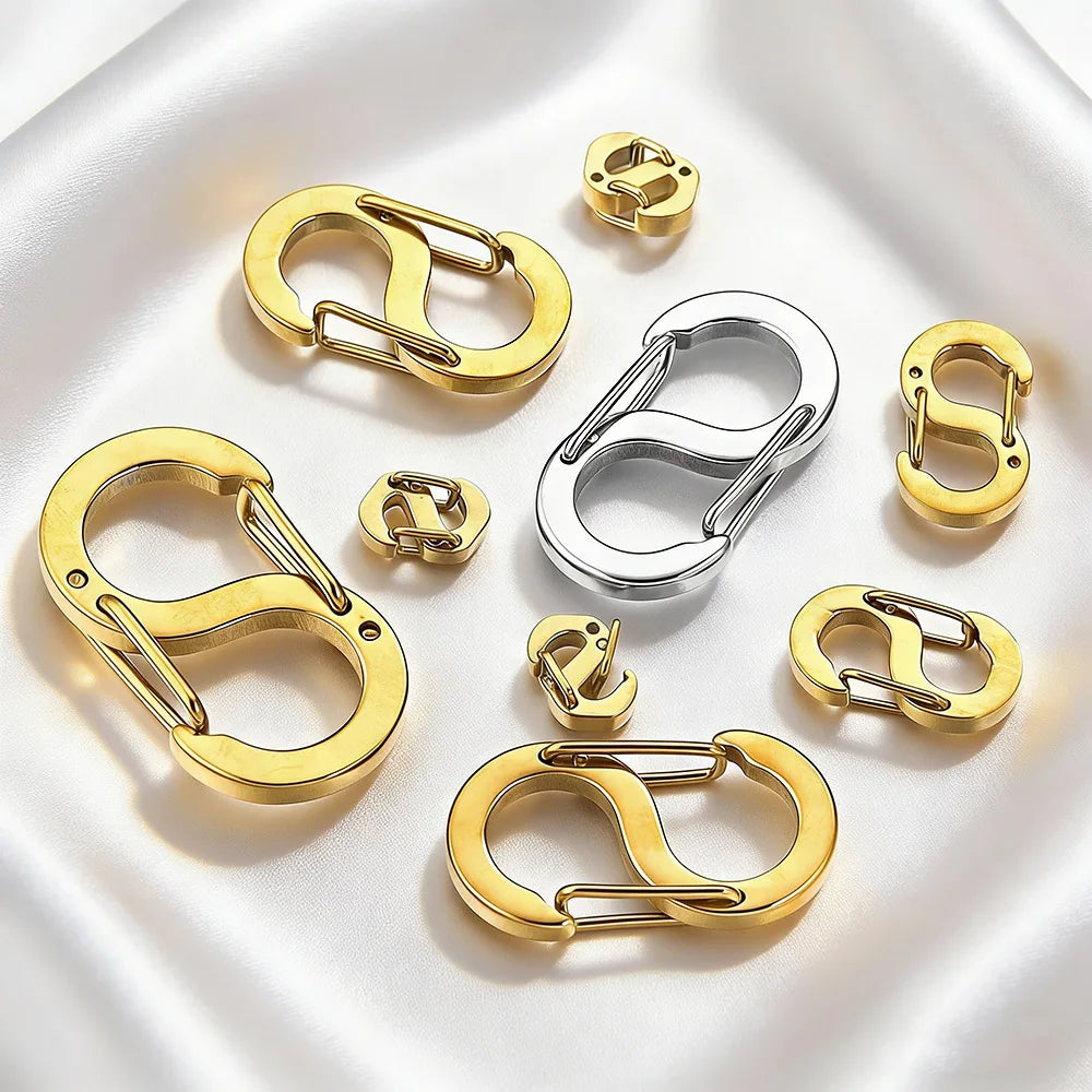 4pcs Stainless Steel Chic Letter S Buckle Gold Plated Lobster Clasps Hooks Connector Necklace for DIY Jewelry Making Accessories