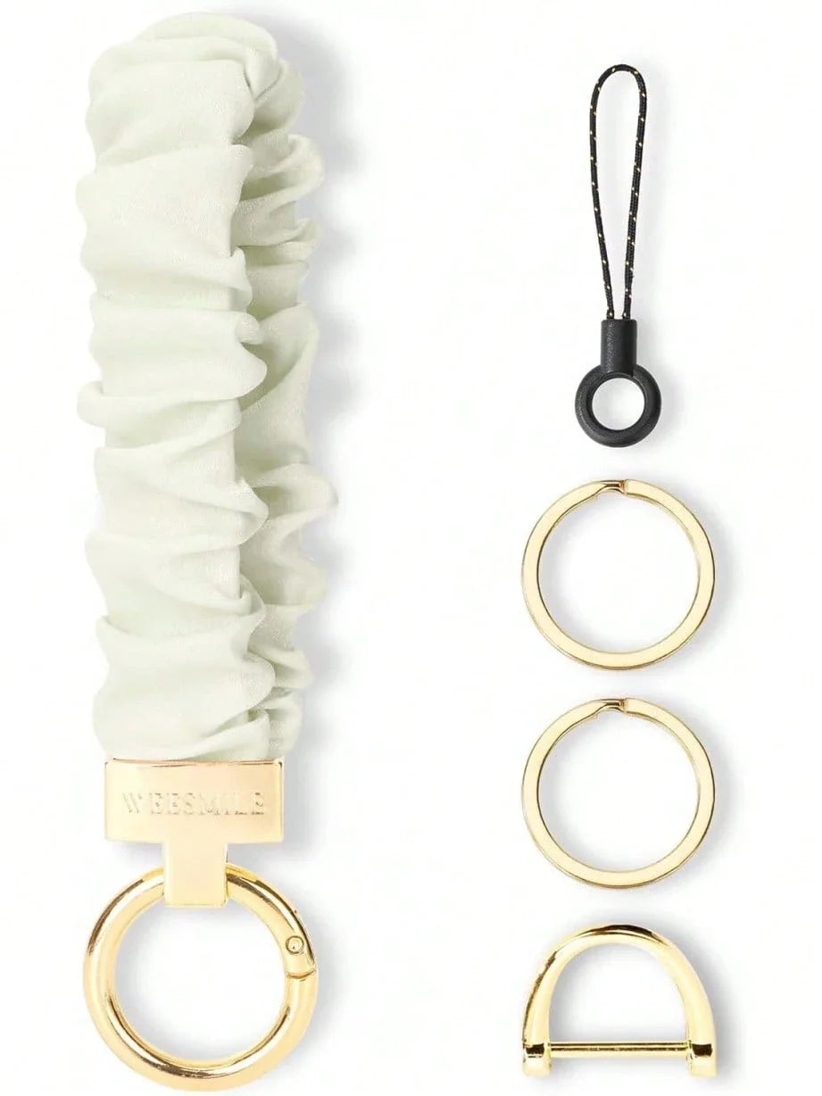 Scrunchie Keychain Wristlet For Car Keys With D Ring Stretchy Key Holder Bracelet For Women Men