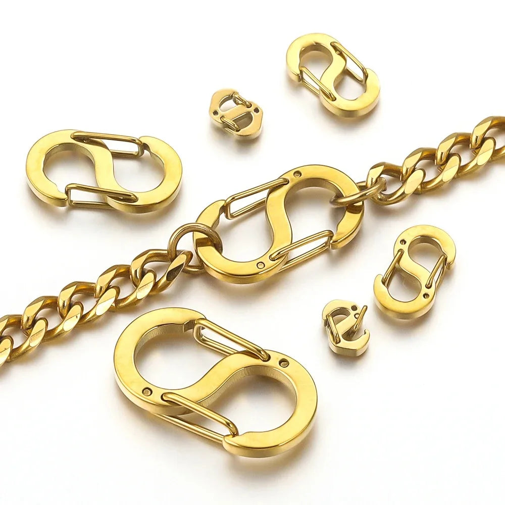 4pcs Stainless Steel Chic Letter S Buckle Gold Plated Lobster Clasps Hooks Connector Necklace for DIY Jewelry Making Accessories