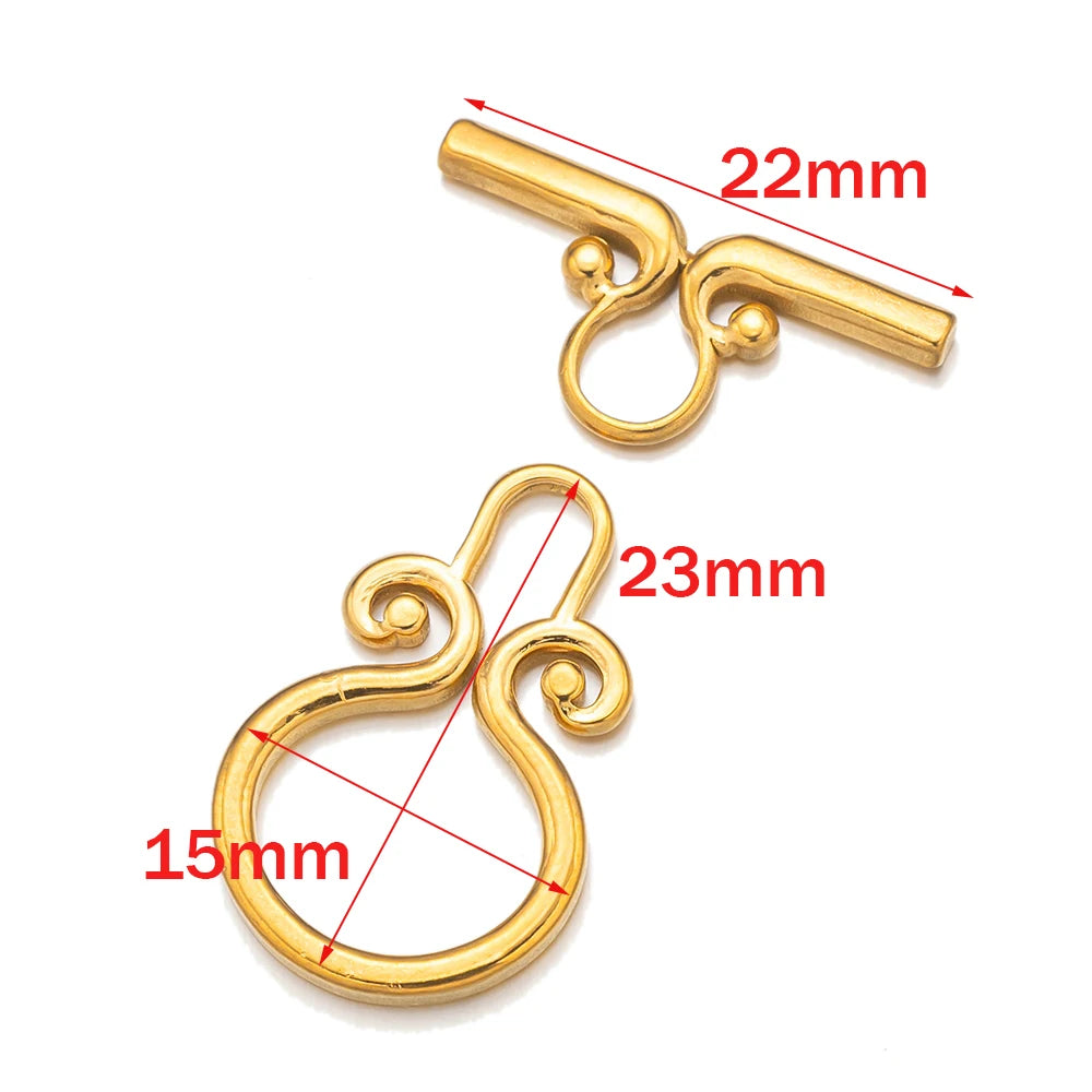 2 Set tainless Steel  Gold Toggle OT End Clasps for DIY Necklaces Bracelets Hooks Connectors Jewelry Making Supplies Accessories