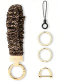 Scrunchie Keychain Wristlet For Car Keys With D Ring Stretchy Key Holder Bracelet For Women Men