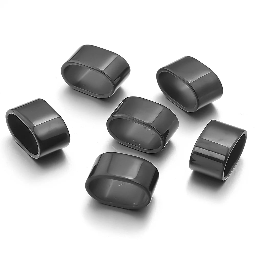 6pcs Flat Stainless Steel Tube Slider Beads Position Beads Big Hole Metal Beads DIY Leather Bracelet Clasps For Jewelry Making