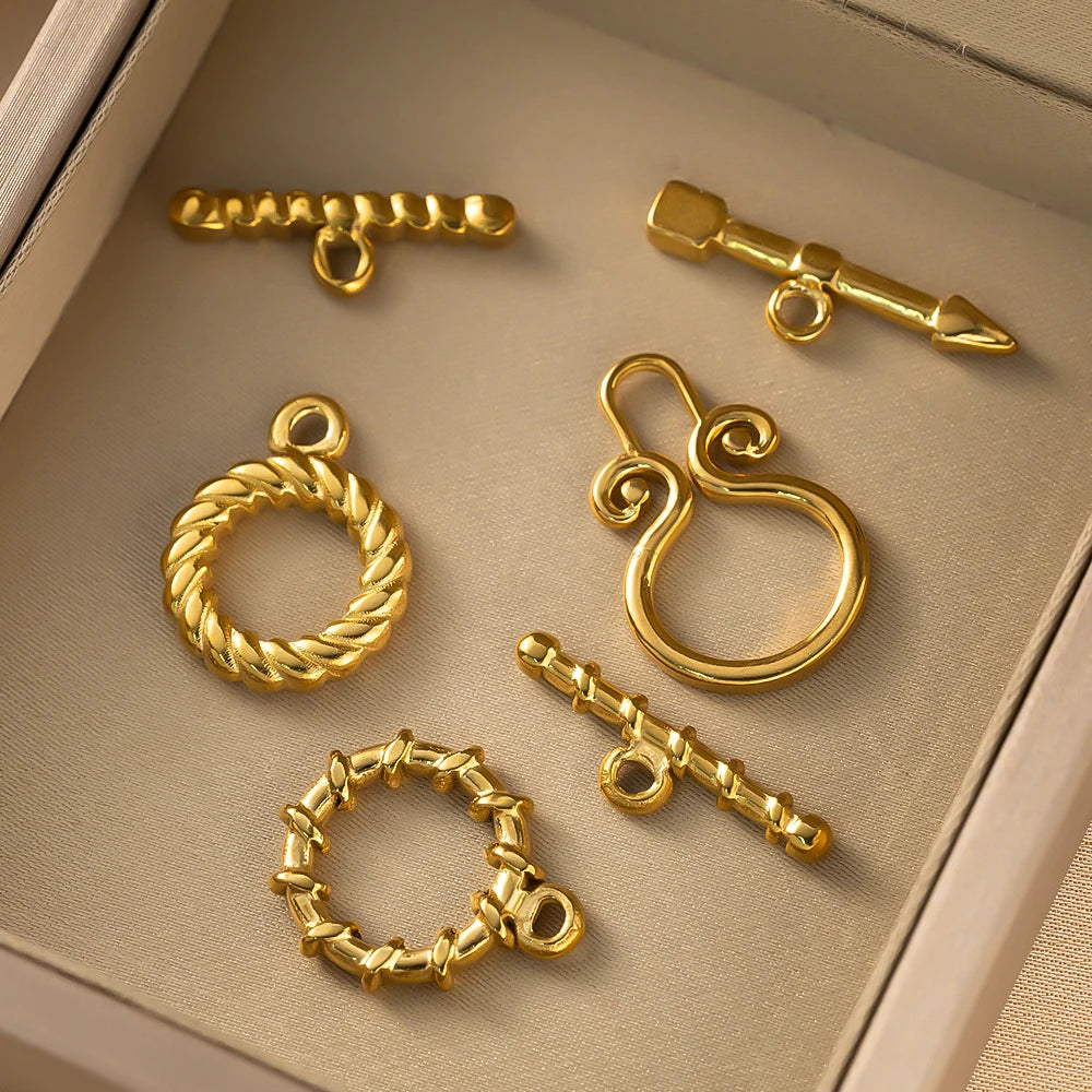 2 Set tainless Steel  Gold Toggle OT End Clasps for DIY Necklaces Bracelets Hooks Connectors Jewelry Making Supplies Accessories