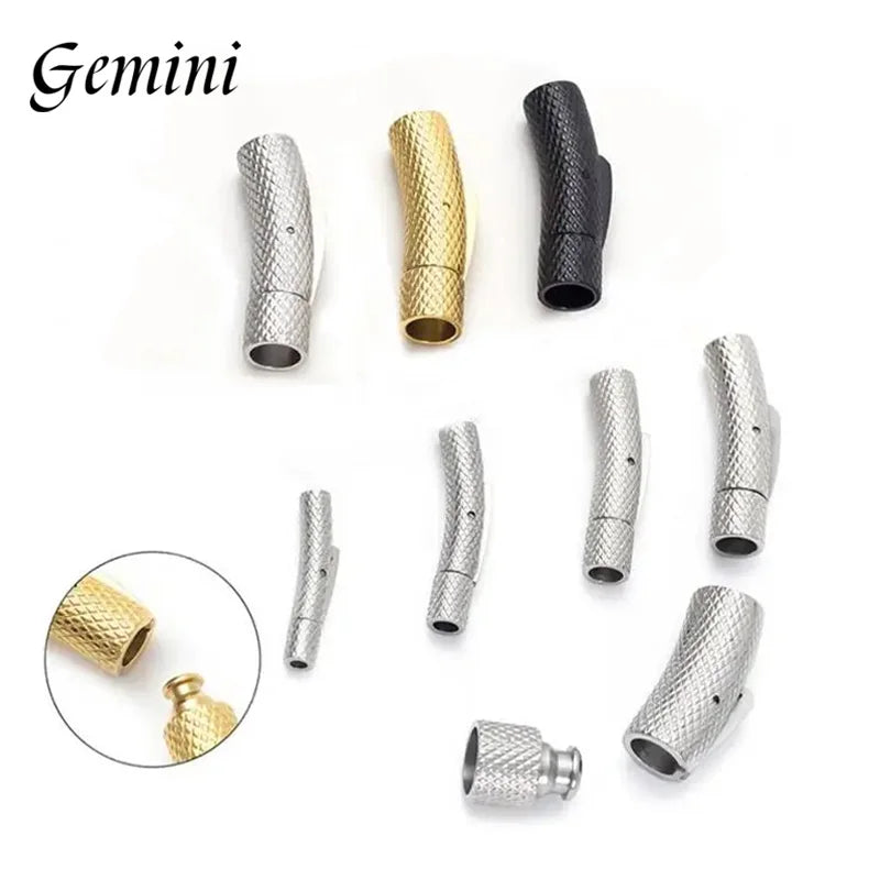 5Pcs Stainless Steel Bayonet Clasp 2mm-6mm Fastener PushLock Lace Buckle Leather Clasps for Bracelet Jewelry Making Accessories