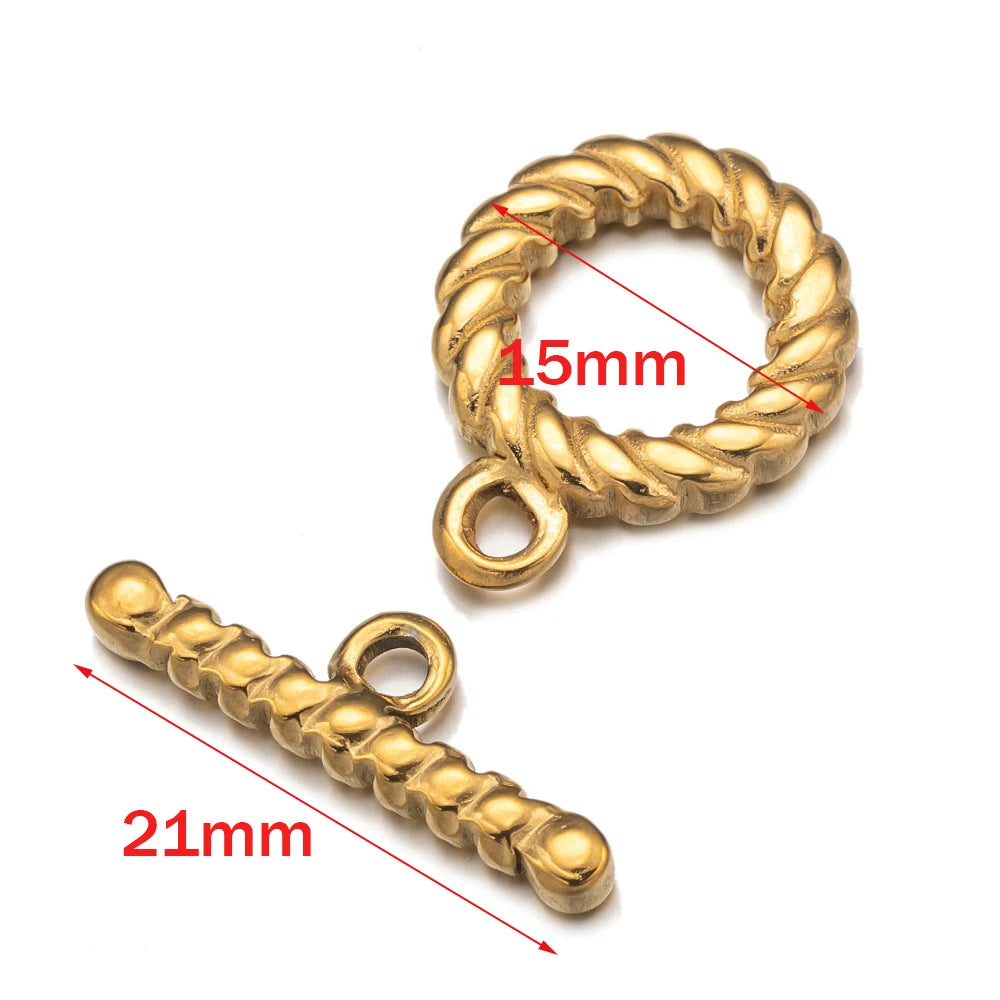 2 Set tainless Steel  Gold Toggle OT End Clasps for DIY Necklaces Bracelets Hooks Connectors Jewelry Making Supplies Accessories
