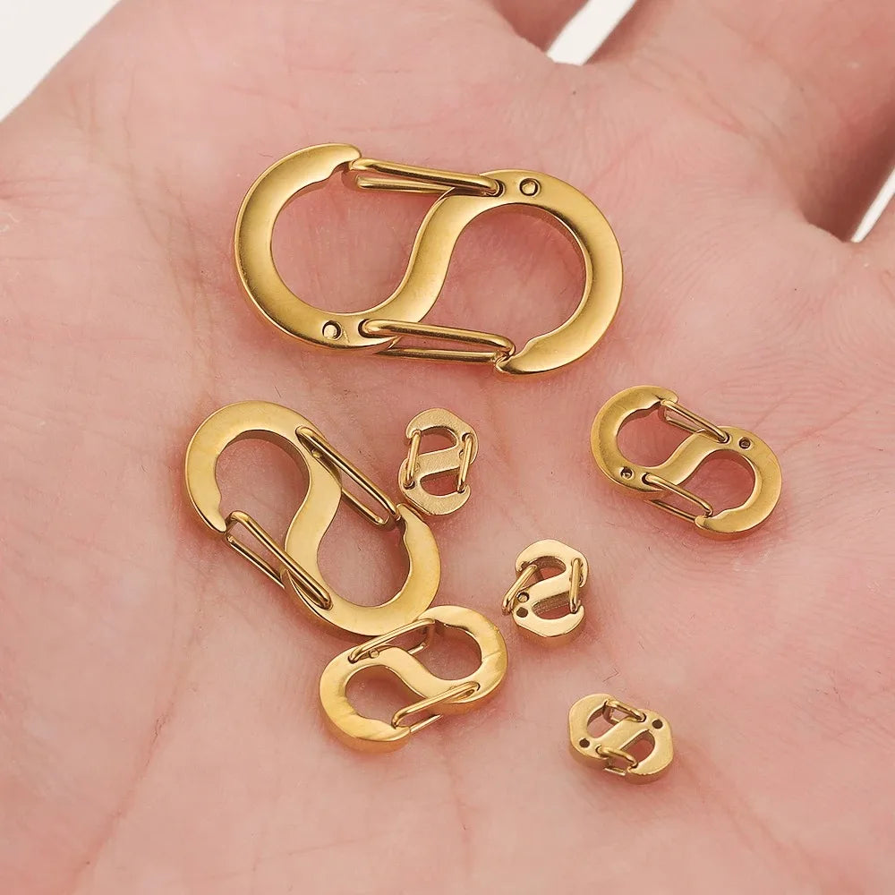 4pcs Stainless Steel Chic Letter S Buckle Gold Plated Lobster Clasps Hooks Connector Necklace for DIY Jewelry Making Accessories