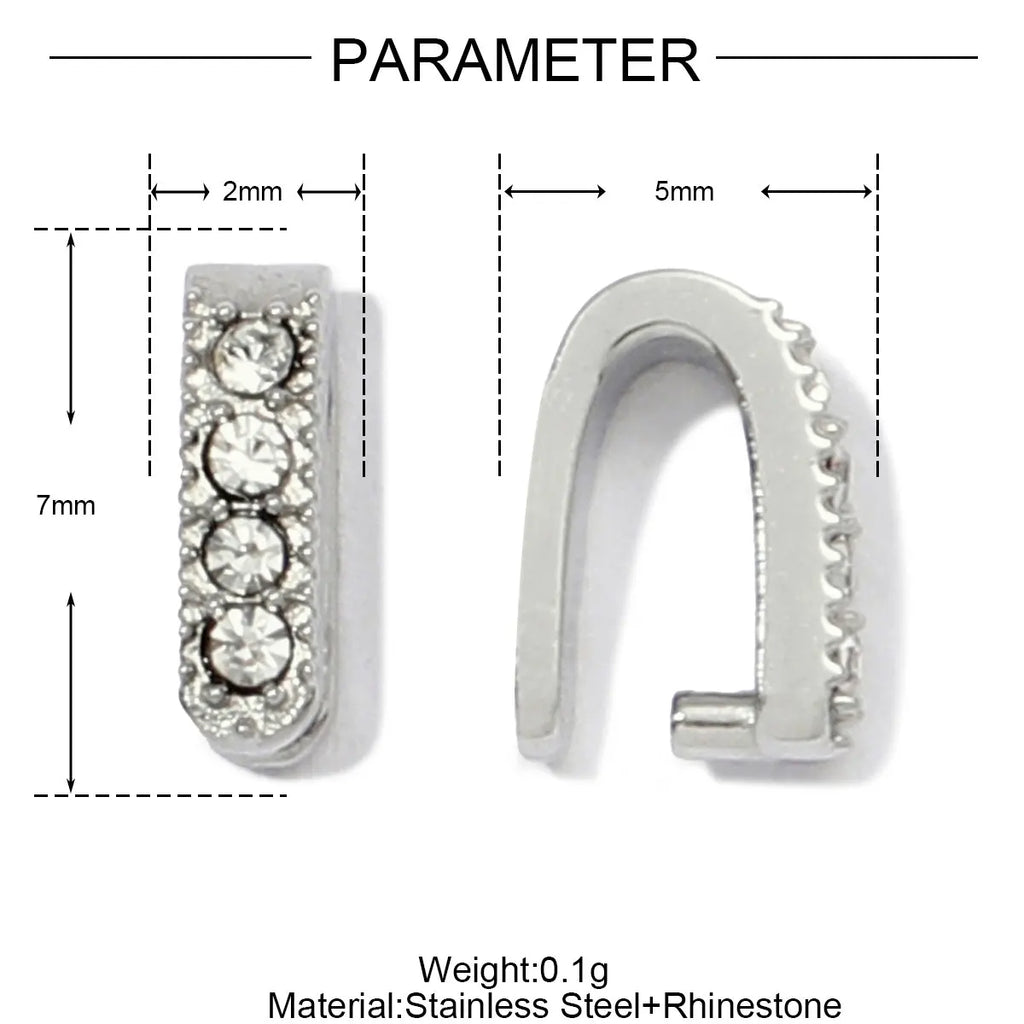 5Pcs/Lot Stainless Steel Clips Clasps Rhinestone Pinch Clip Bail Connectors For DIY Jewelry Findings Accessories