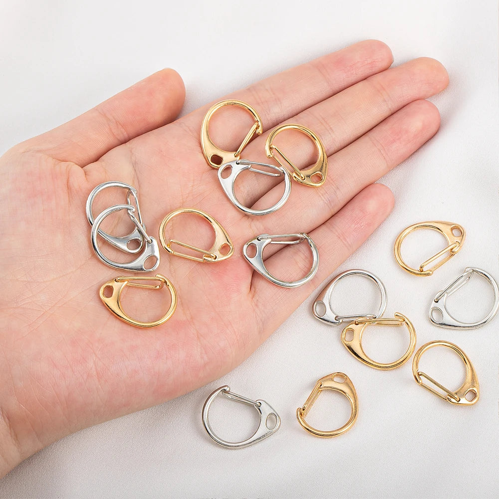10pcs C-Shaped Spring Snap Alloy Lobster Clasps Keychain Hooks Pendant Connectors for DIY Key Chain Making Accessories