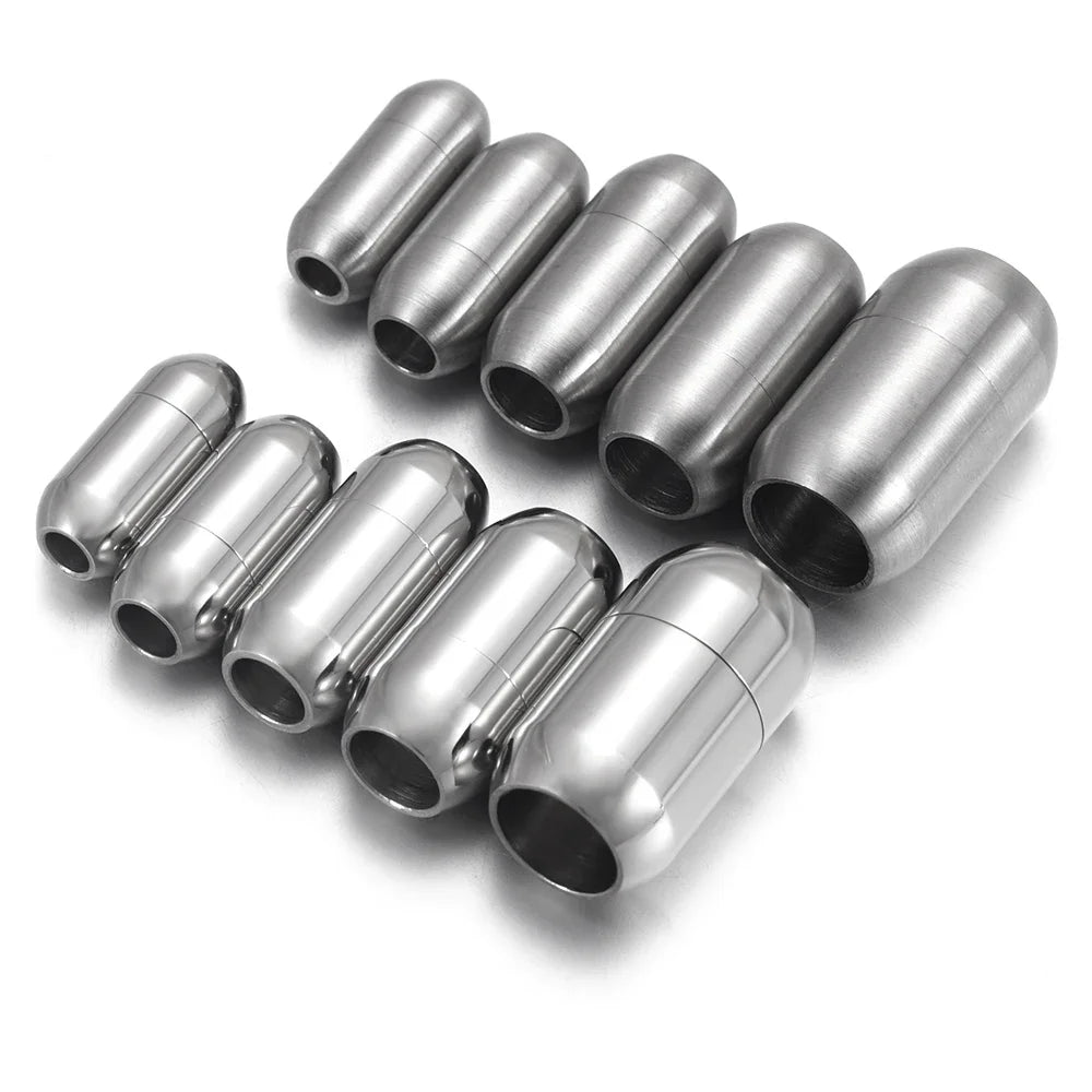 Stainless Steel 3mm-8mm Round Magnetic Clasps Leather Bracelet Magnet Lace Buckle Necklace DIY Jewelry Making Accessories