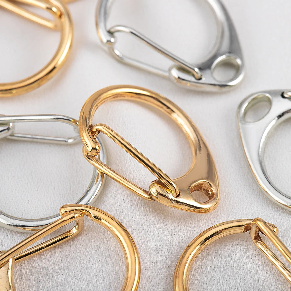 10pcs C-Shaped Spring Snap Alloy Lobster Clasps Keychain Hooks Pendant Connectors for DIY Key Chain Making Accessories