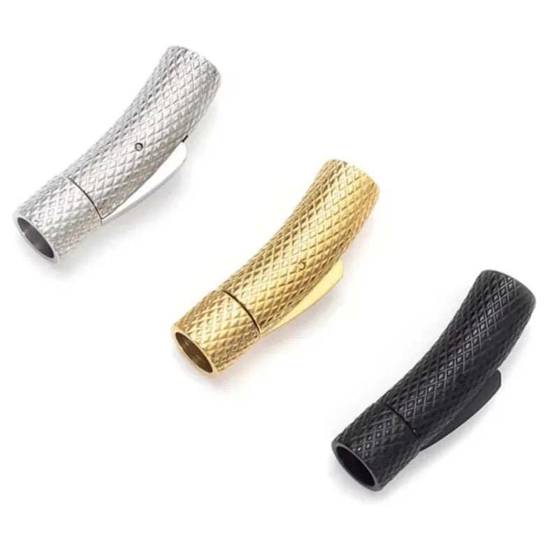 5Pcs Stainless Steel Bayonet Clasp 2mm-6mm Fastener PushLock Lace Buckle Leather Clasps for Bracelet Jewelry Making Accessories