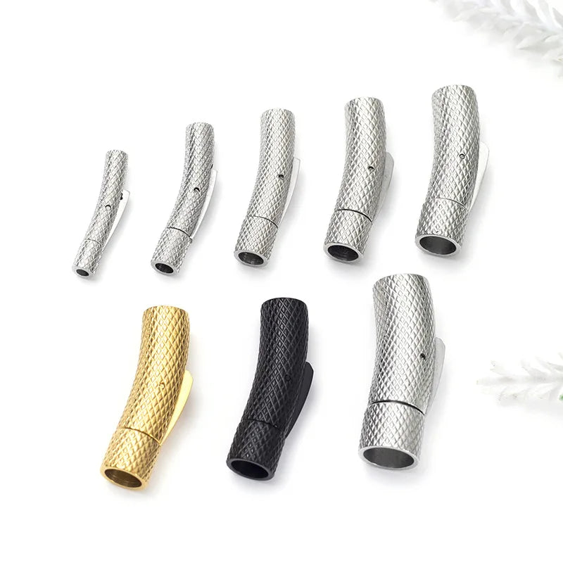 5Pcs Stainless Steel Bayonet Clasp 2mm-6mm Fastener PushLock Lace Buckle Leather Clasps for Bracelet Jewelry Making Accessories