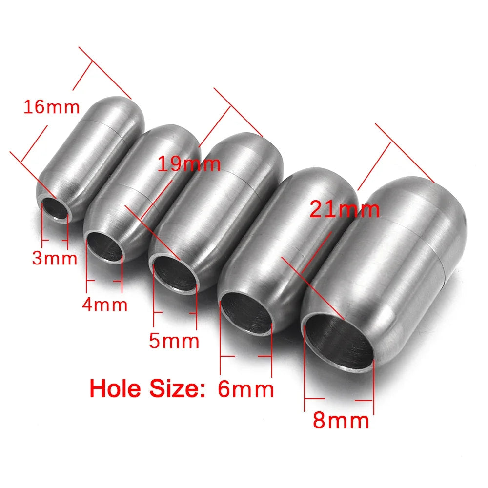 Stainless Steel 3mm-8mm Round Magnetic Clasps Leather Bracelet Magnet Lace Buckle Necklace DIY Jewelry Making Accessories