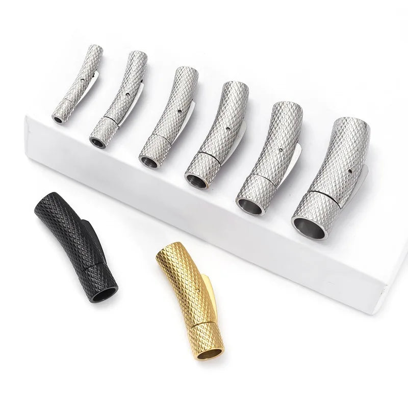 5Pcs Stainless Steel Bayonet Clasp 2mm-6mm Fastener PushLock Lace Buckle Leather Clasps for Bracelet Jewelry Making Accessories