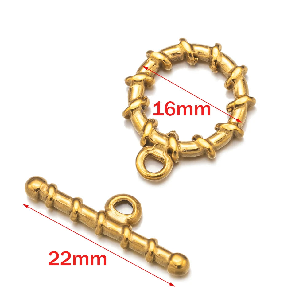 2 Set tainless Steel  Gold Toggle OT End Clasps for DIY Necklaces Bracelets Hooks Connectors Jewelry Making Supplies Accessories