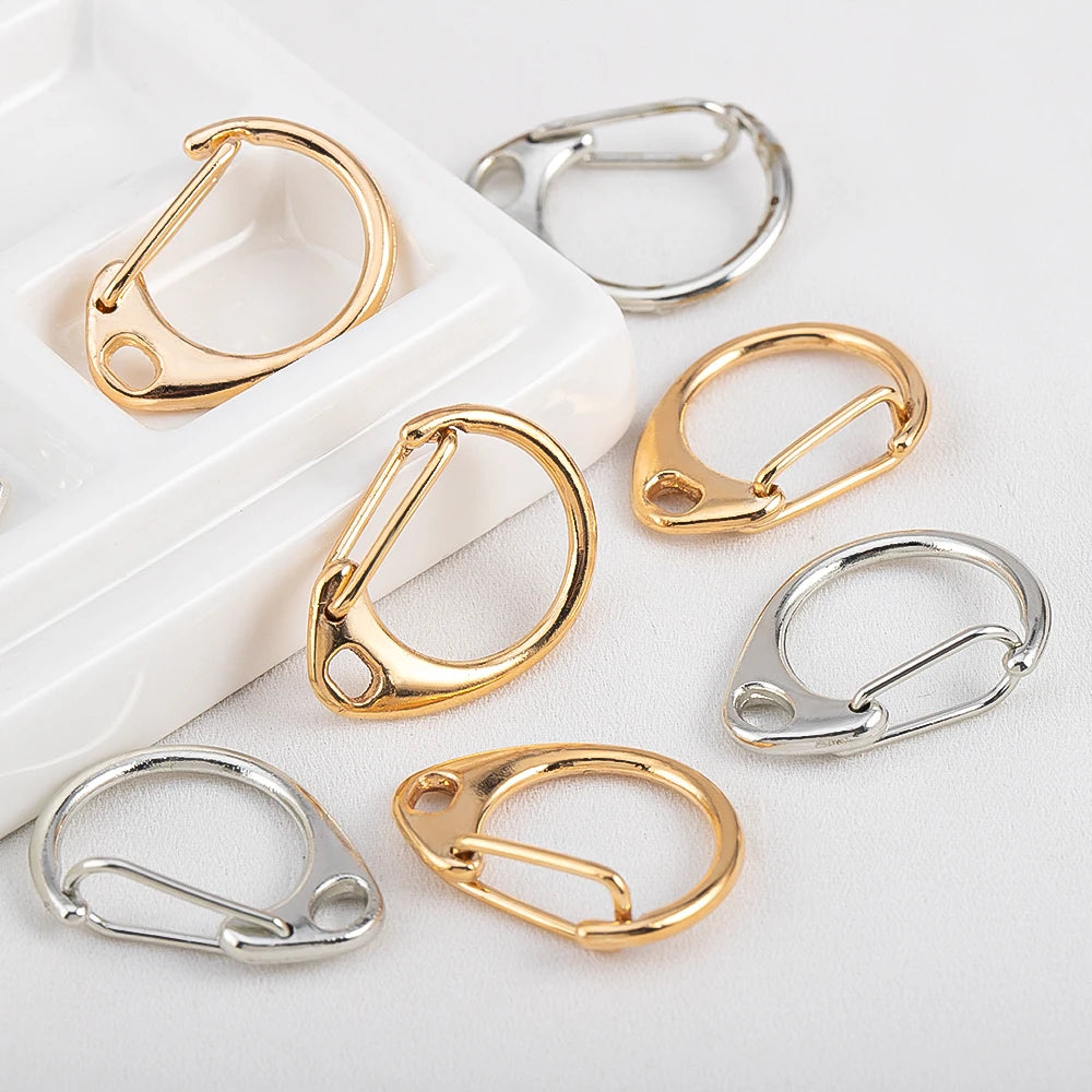 10pcs C-Shaped Spring Snap Alloy Lobster Clasps Keychain Hooks Pendant Connectors for DIY Key Chain Making Accessories