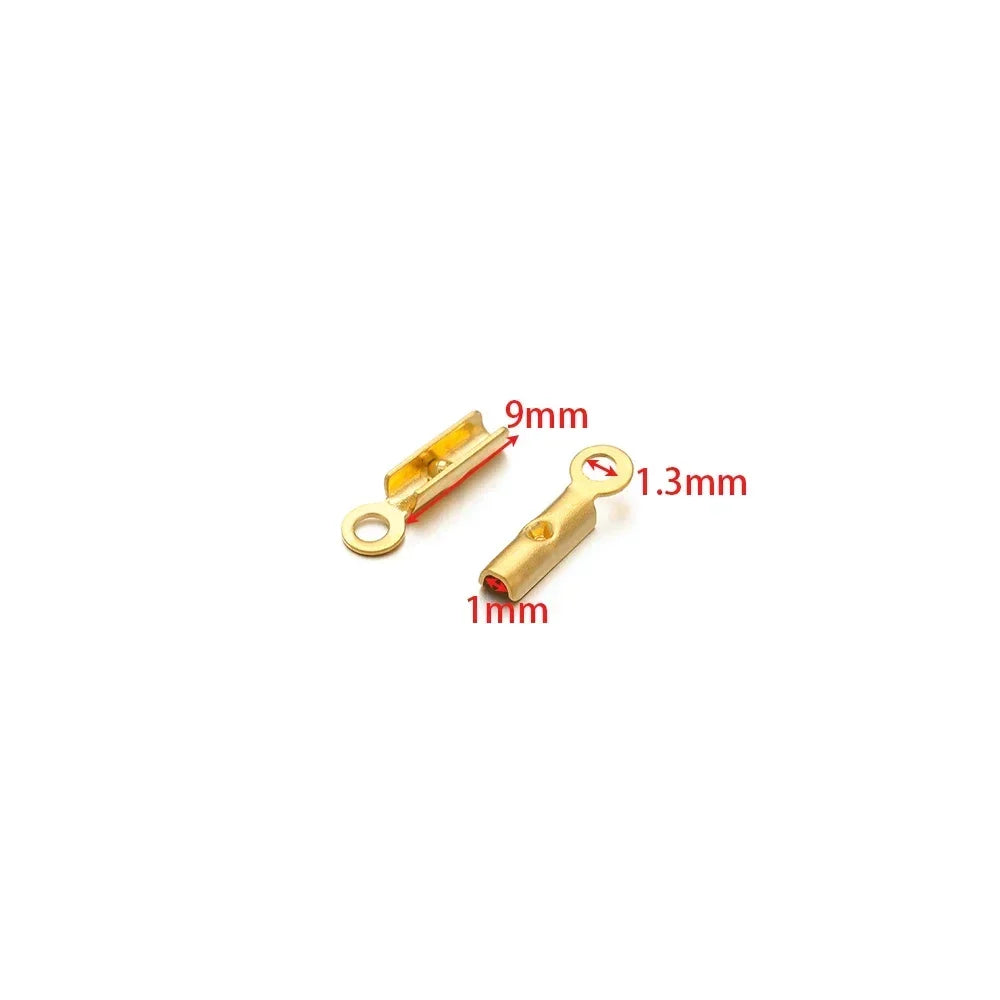 50pcs Stainless Steel High Quality Crimp End Beads Caps Leather Cord Clips for DIY Jewelry Making Necklace Connectors Supplies