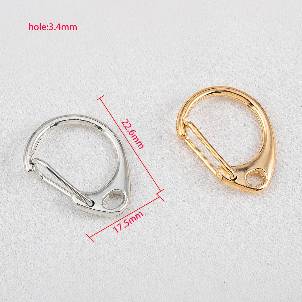 10pcs C-Shaped Spring Snap Alloy Lobster Clasps Keychain Hooks Pendant Connectors for DIY Key Chain Making Accessories