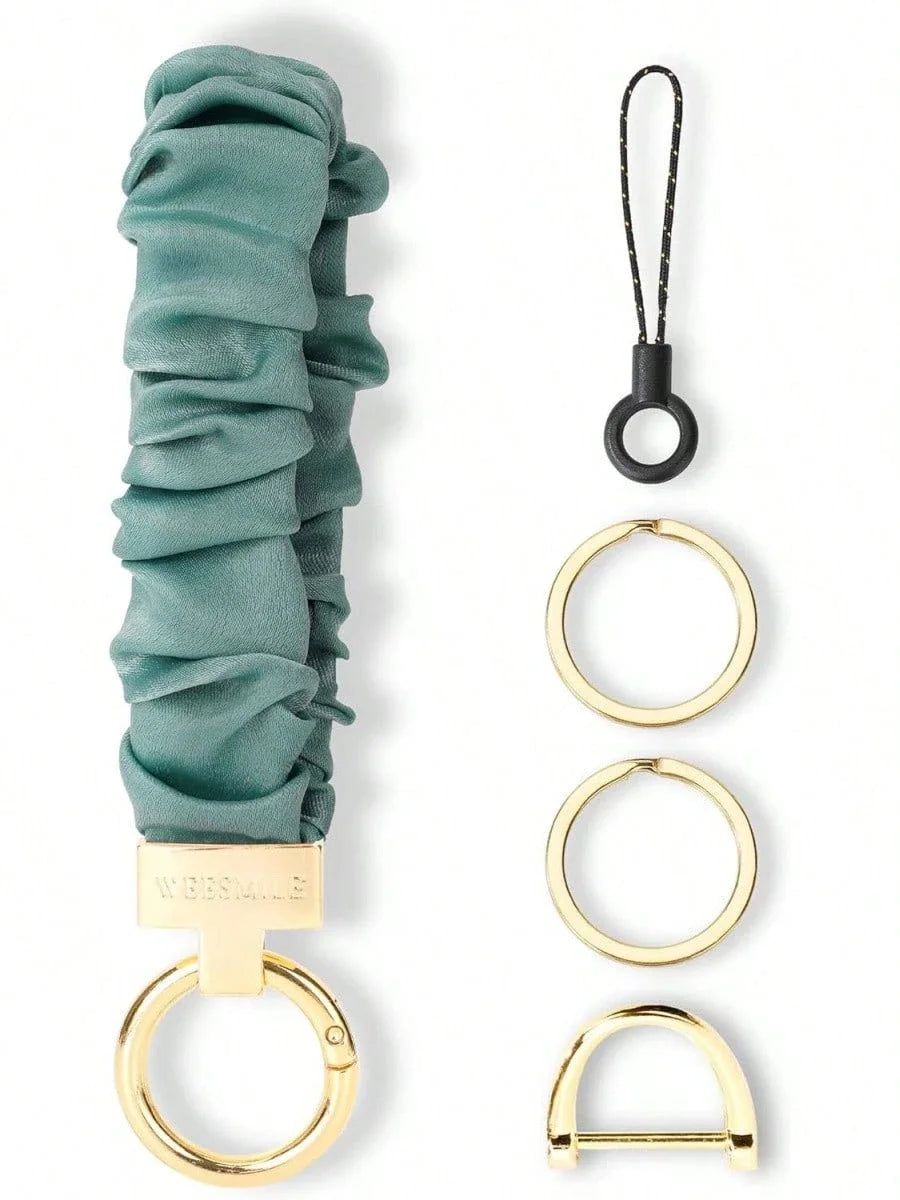 Scrunchie Keychain Wristlet For Car Keys With D Ring Stretchy Key Holder Bracelet For Women Men