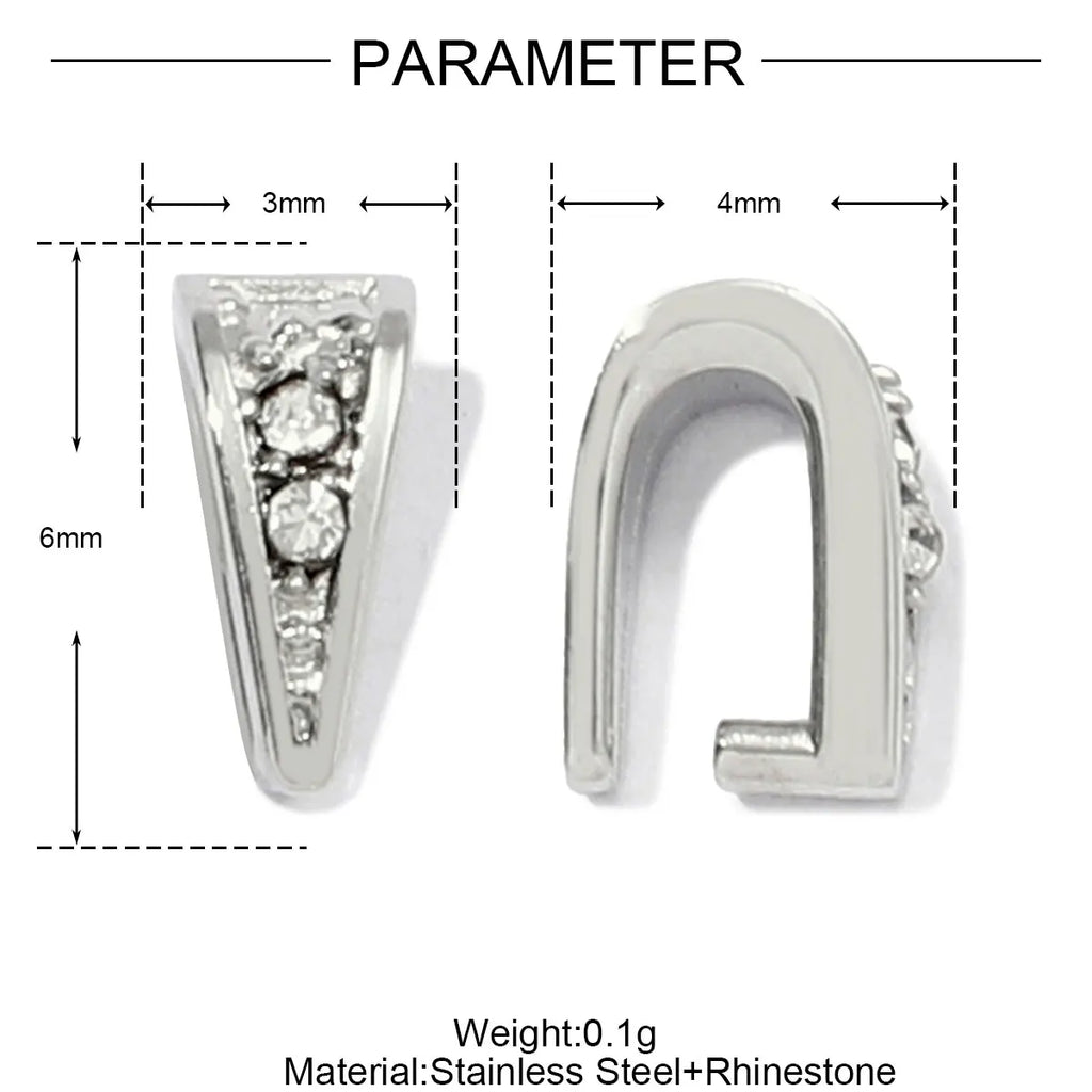 5Pcs/Lot Stainless Steel Clips Clasps Rhinestone Pinch Clip Bail Connectors For DIY Jewelry Findings Accessories